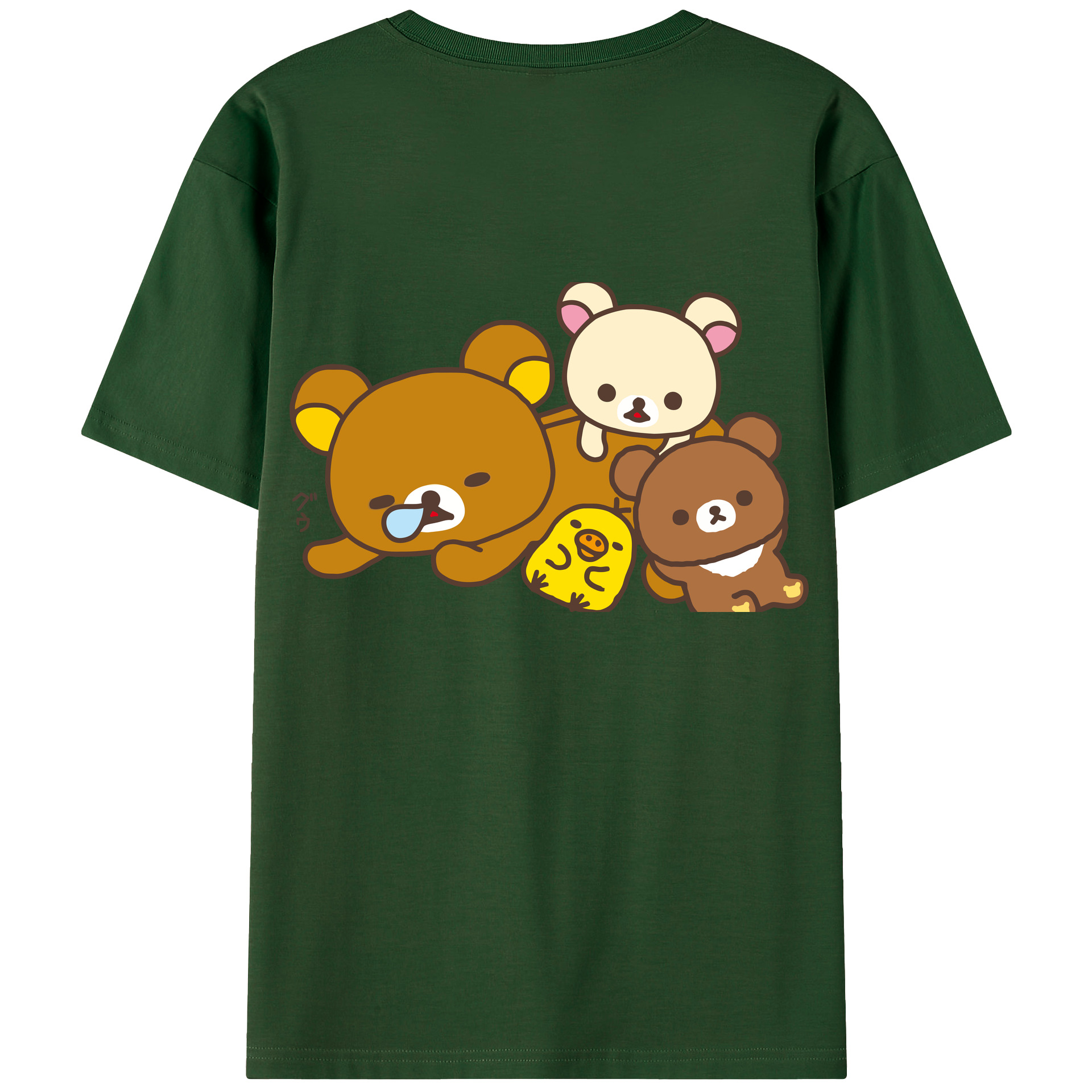 （画像用） リラックマ リラックマ キイロイトリ Rilakkuma Korilakkuma Kiiroitori 綿100％半袖Tシャツ（背面プリント）